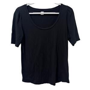 Old Navy Women's Poet Sleeve Scoop Neck Short Sleeve Top Black Small